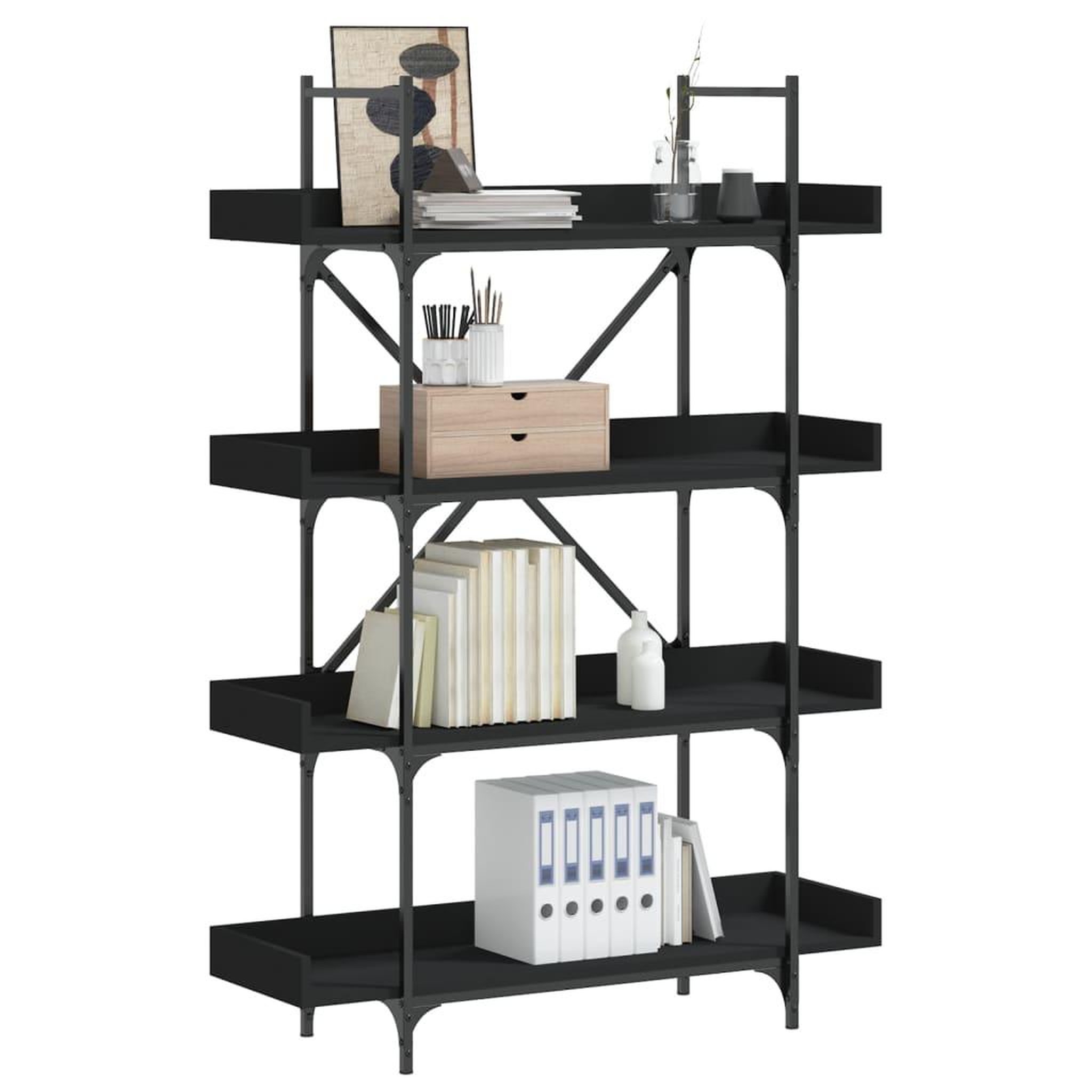 VIDAXL Bibliotheque a 4 niveaux noir 100x33x145,5 cm bois d'ingenierie