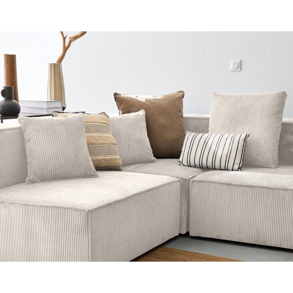 LISA DESIGN Colombine - canapé modulable panoramique - 7 places - en velours côtelé