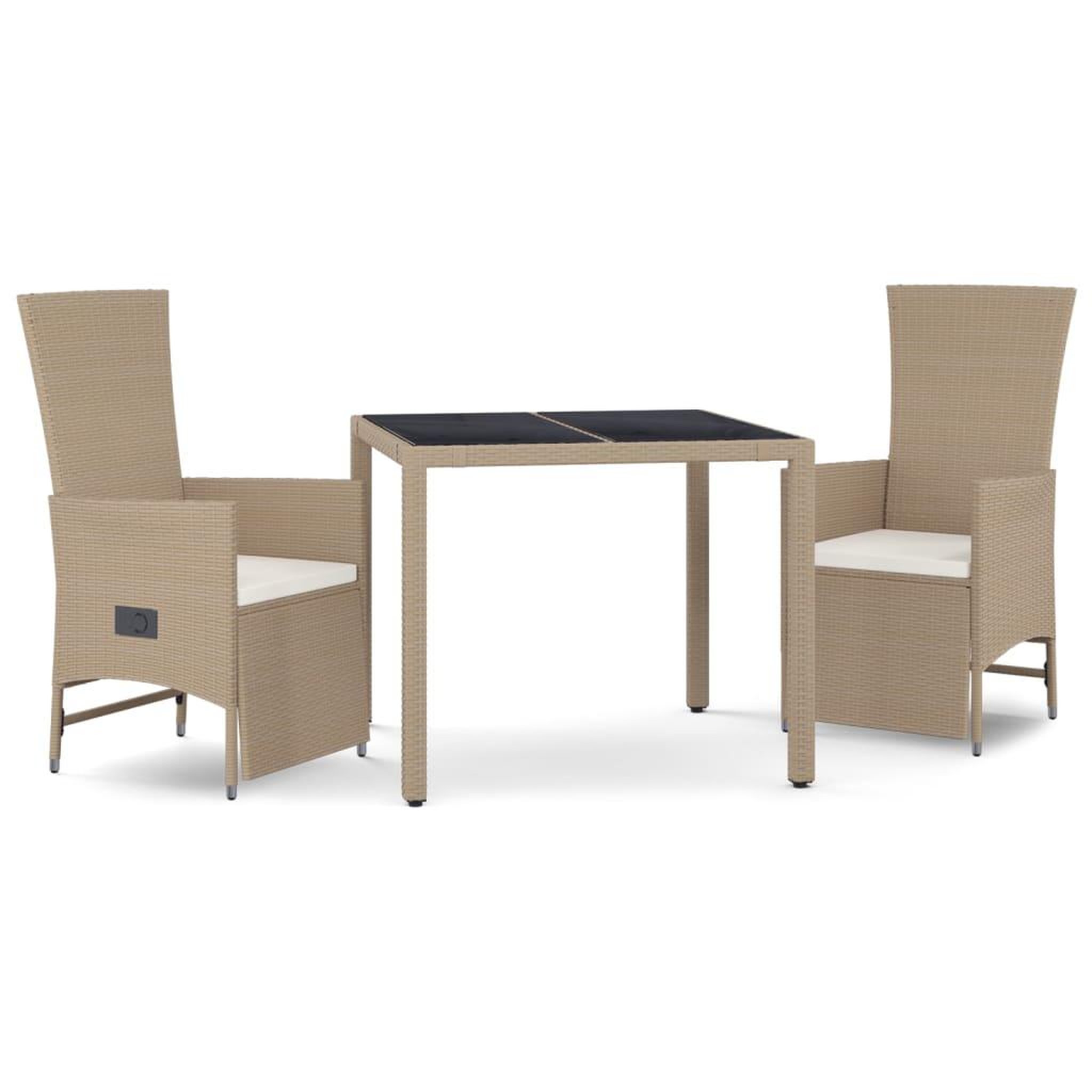 Voir la diapositive 2 : VIDAXL Ensemble a manger de jardin et coussins 3 pcs Beige poly rotin