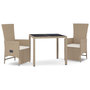 Voir la diapositive 2 : VIDAXL Ensemble a manger de jardin et coussins 3 pcs Beige poly rotin