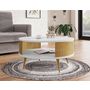 Voir la diapositive 3 : BEST MOBILIER Forini - table basse ronde - blanc et doré - 75 cm