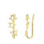 L'ATELIER D'AZUR Boucles d'Oreilles Or 18 Carats 750 Jaune - Contours Grimpeurs - Etoiles