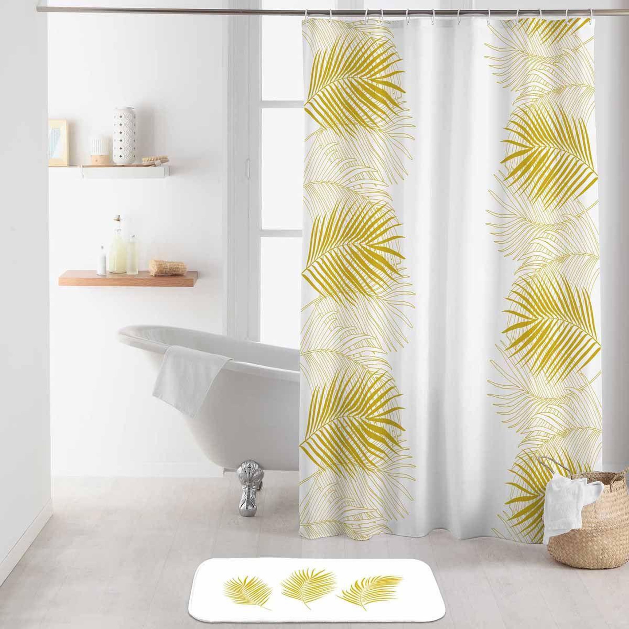 Douceur d'Intérieur Rideau de douche imprimé  orbella  180x200cm blanc