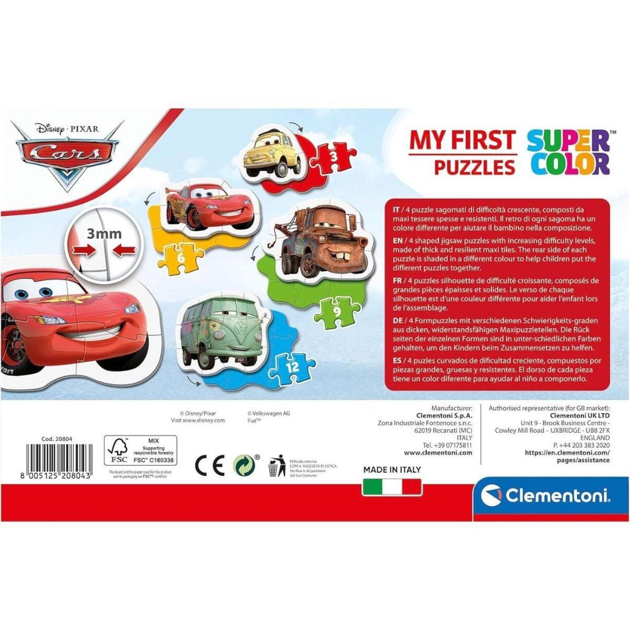 Voir la diapositive 3 : CLEMENTONI Clementoni - my first puzzles - cars - puzzle évolutif 3-6-9-12 pieces - mixte - a partir de 2 ans