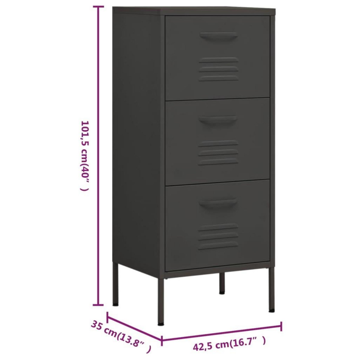 VIDAXL Armoire de rangement Anthracite 42,5x35x101,5 cm Acier