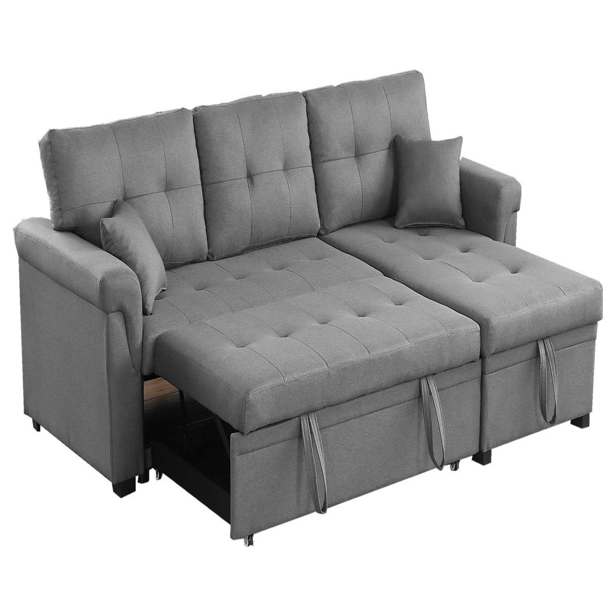 Voir la diapositive 5 : CONCEPT USINE Canapé d'angle droit convertible 4 places en tissu gris clair toronto