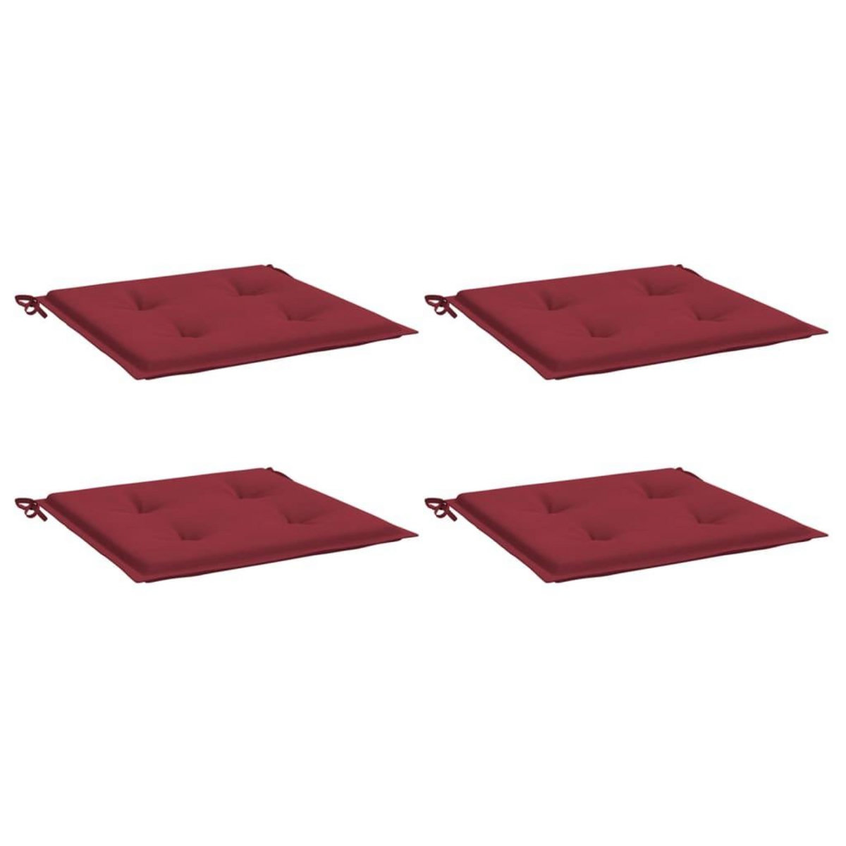 VIDAXL Coussins de chaise de jardin lot de 4 rouge bordeaux 50x50x3 cm
