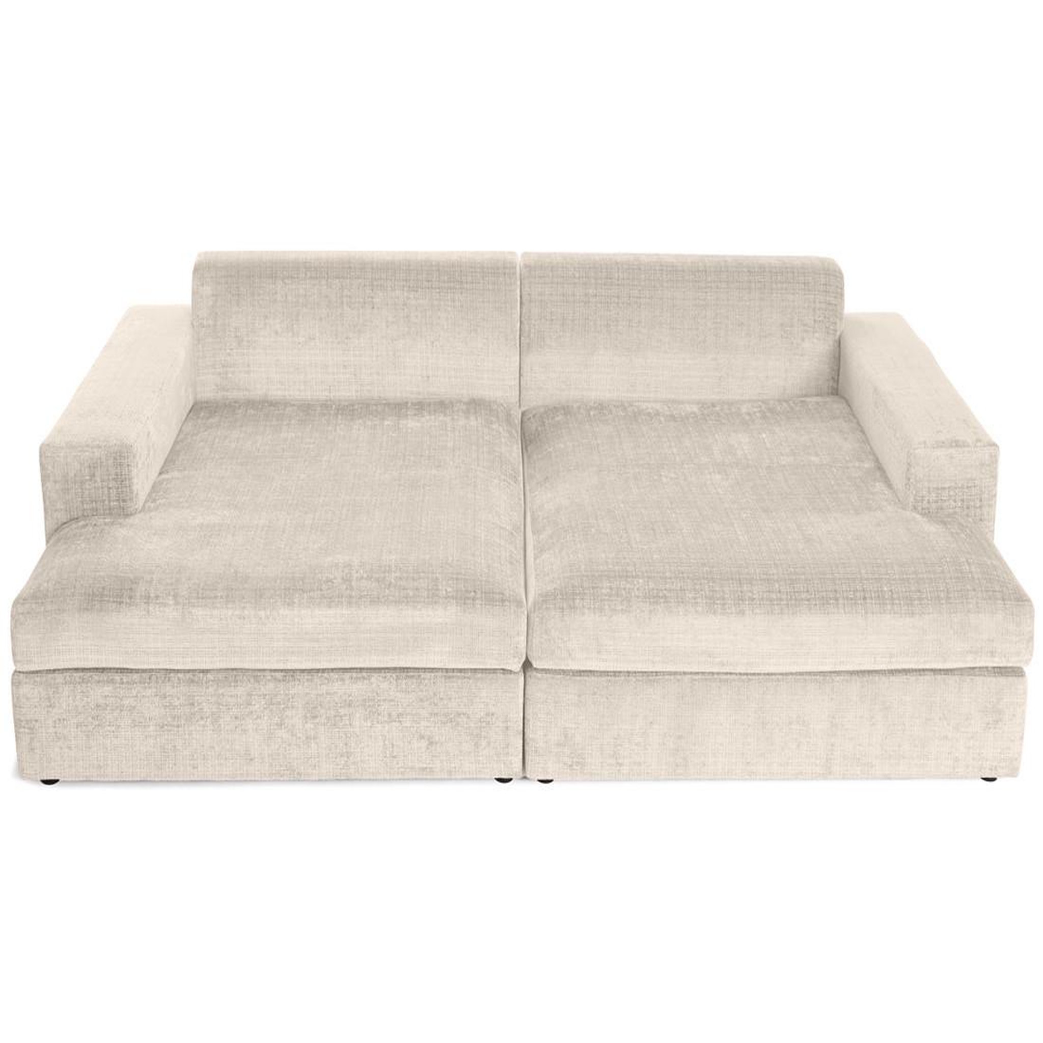 Voir la diapositive 3 : BEST MOBILIER Collins - canapé droit 4 places avec double méridienne - assise profonde - en velours texturé