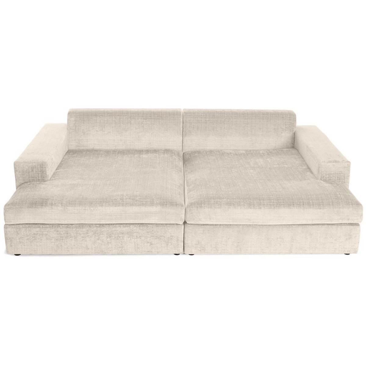 LISA DESIGN Collins - canapé droit 4 places avec double méridienne - assise profonde - en velours texturé