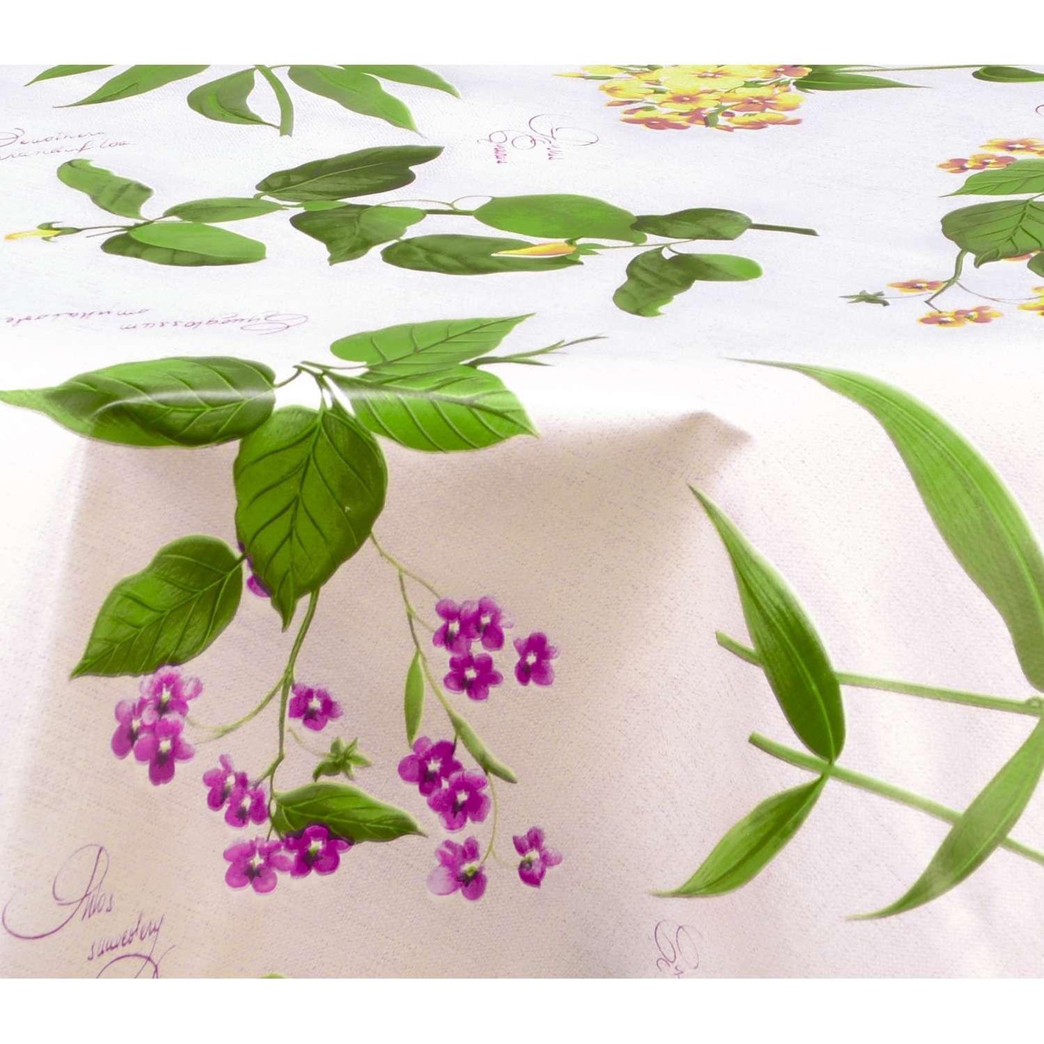 Voir la diapositive 3 : HABITABLE Nappe en toile cirée ronde Botanique - Diam. 135 cm - Fuchsia