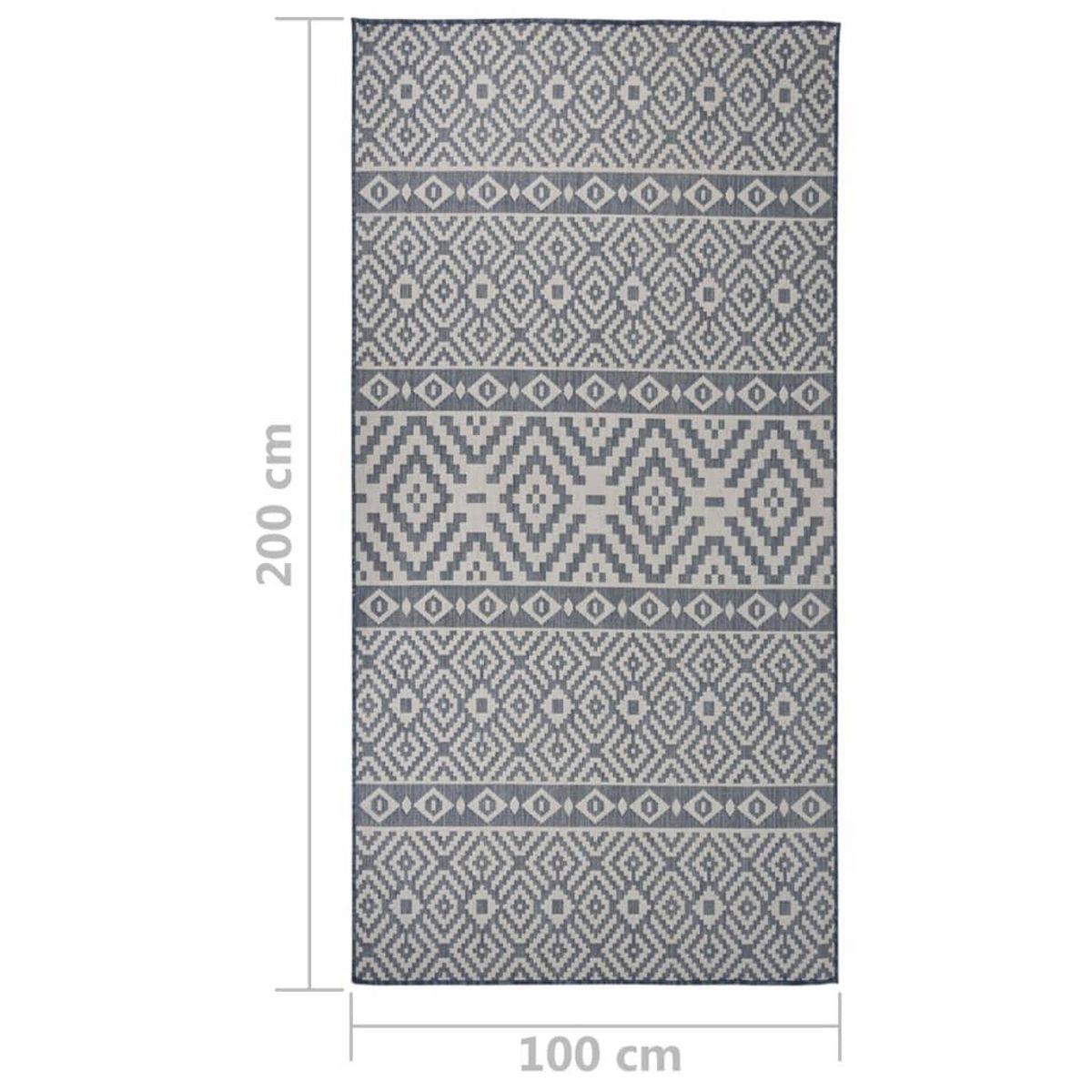 VIDAXL Tapis a tissage plat d'exterieur 100x200 cm Rayures bleues