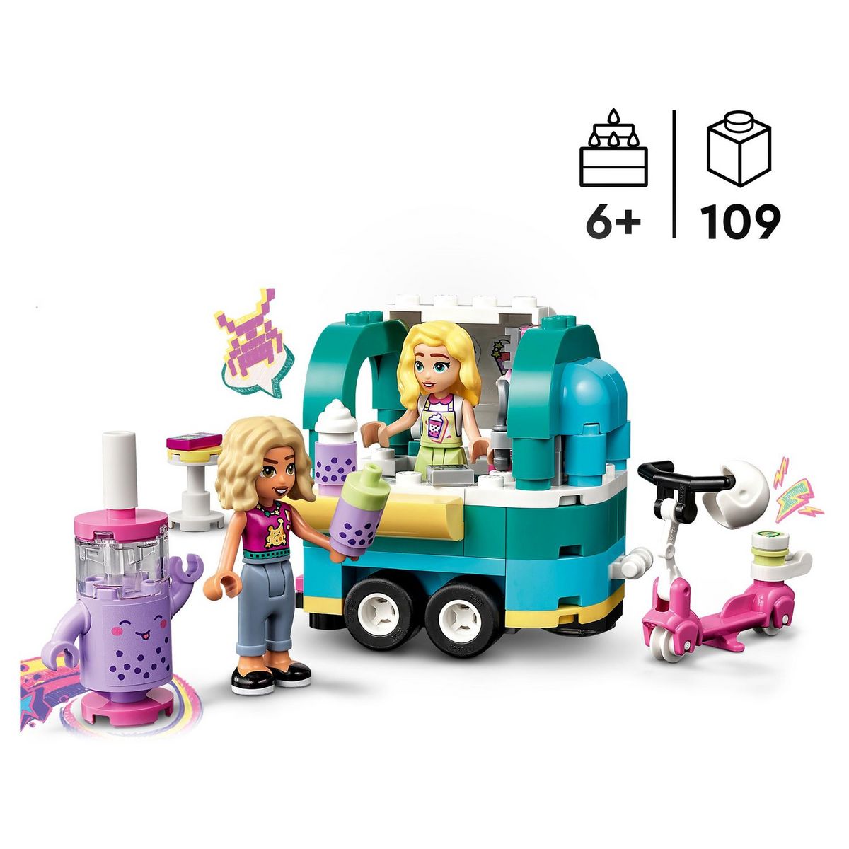 LEGO Friends 41733 La boutique mobile de Bubble Tea, Jouet Filles et Garçons 6 Ans, Jeu Créatif, avec Véhicules, et Personnages Nova & Mathilde