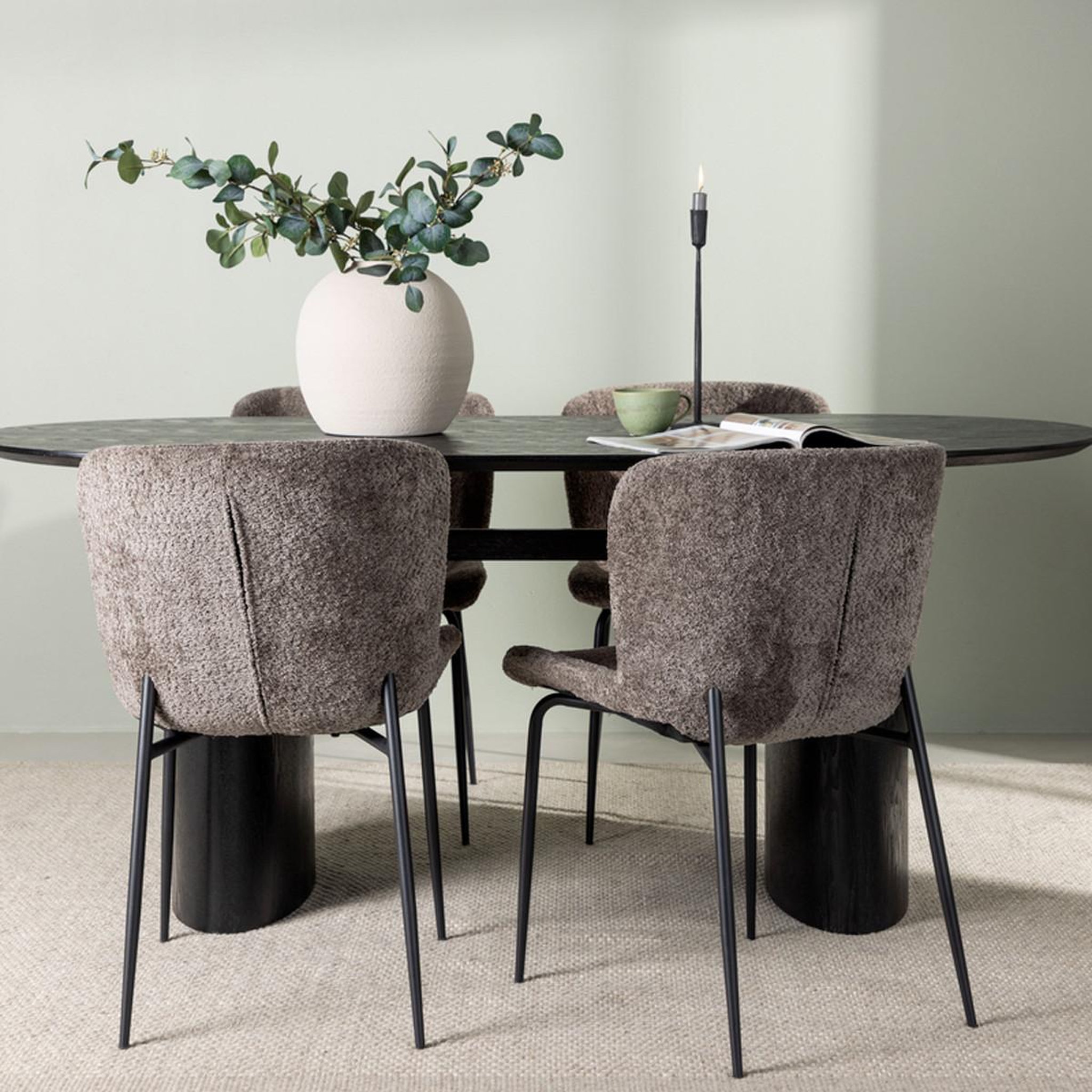 Voir la diapositive 5 : Paris Prix Ensemble table à manger & 4 chaises  isolde & modesto  180cm noir & marron