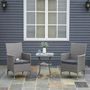 Voir la diapositive 2 : OUTSUNNY Outsunny Ensemble salon de jardin 2 places : 2 fauteuils et table basse plateau verre trempé résine tressée imitation rotin avec coussins gris