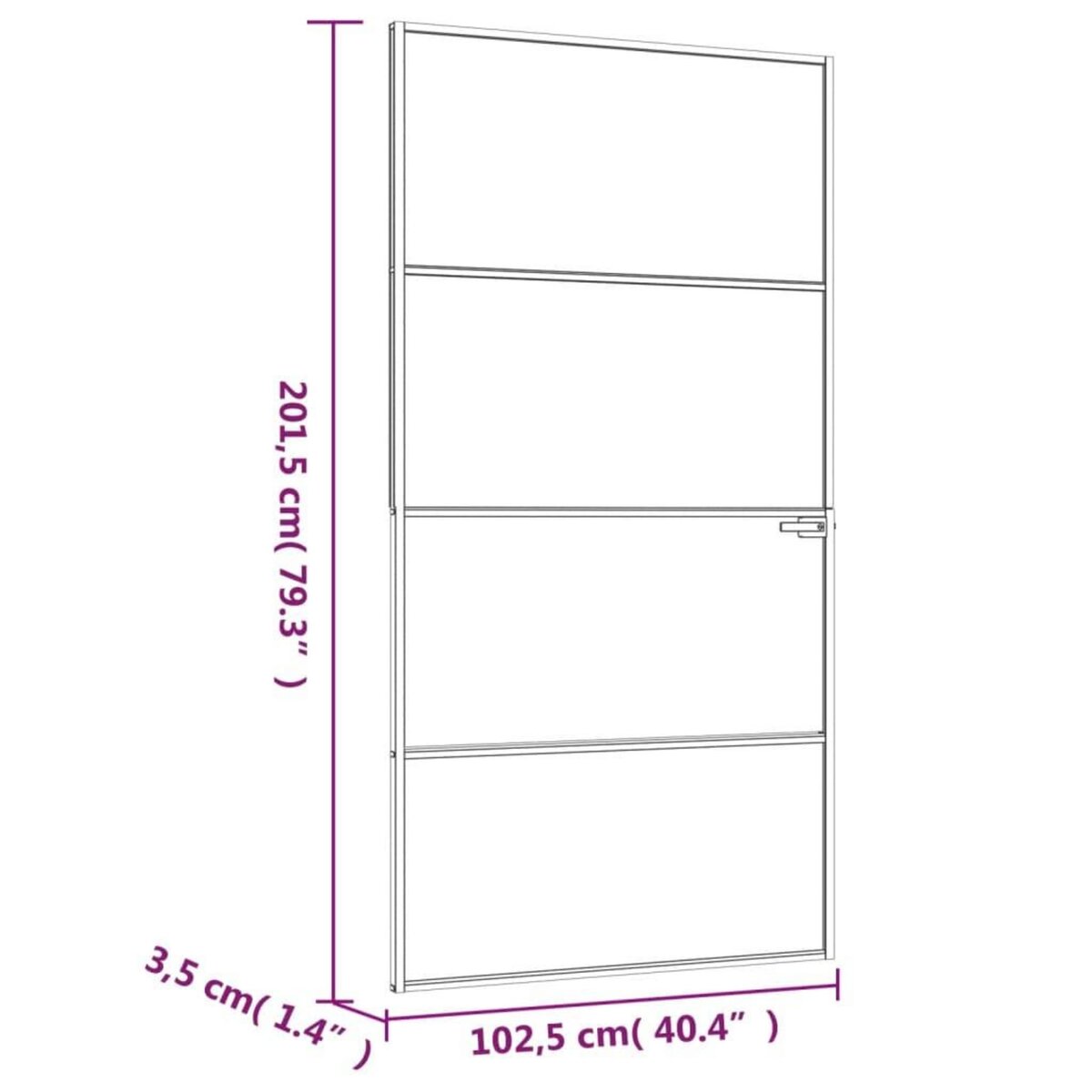VIDAXL Porte d'interieur Noir 102x201,5 cm Trempe verre aluminium fin