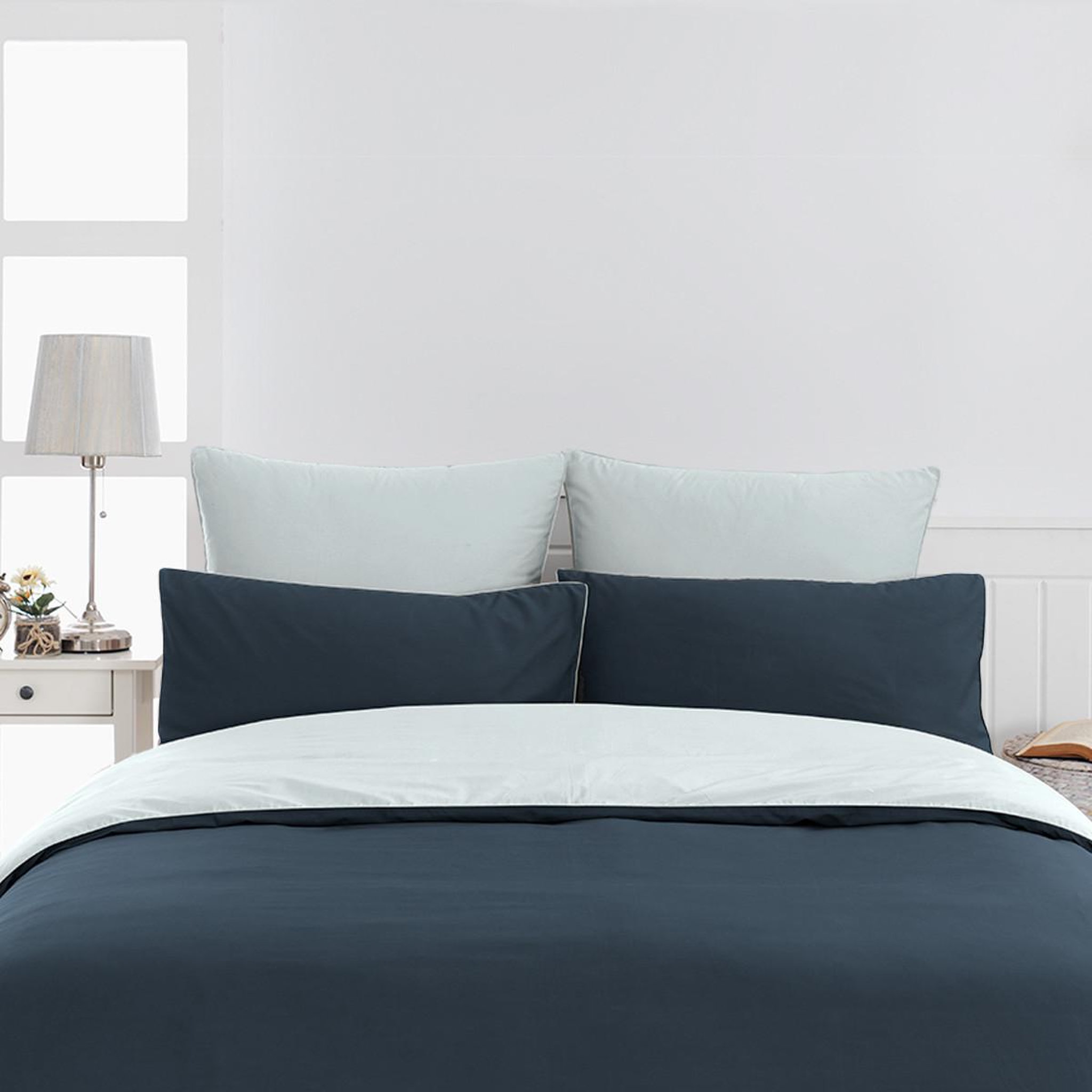 Voir la diapositive 2 : Sensei Maison Housse de couette bicolore en percale coton DOZMARY