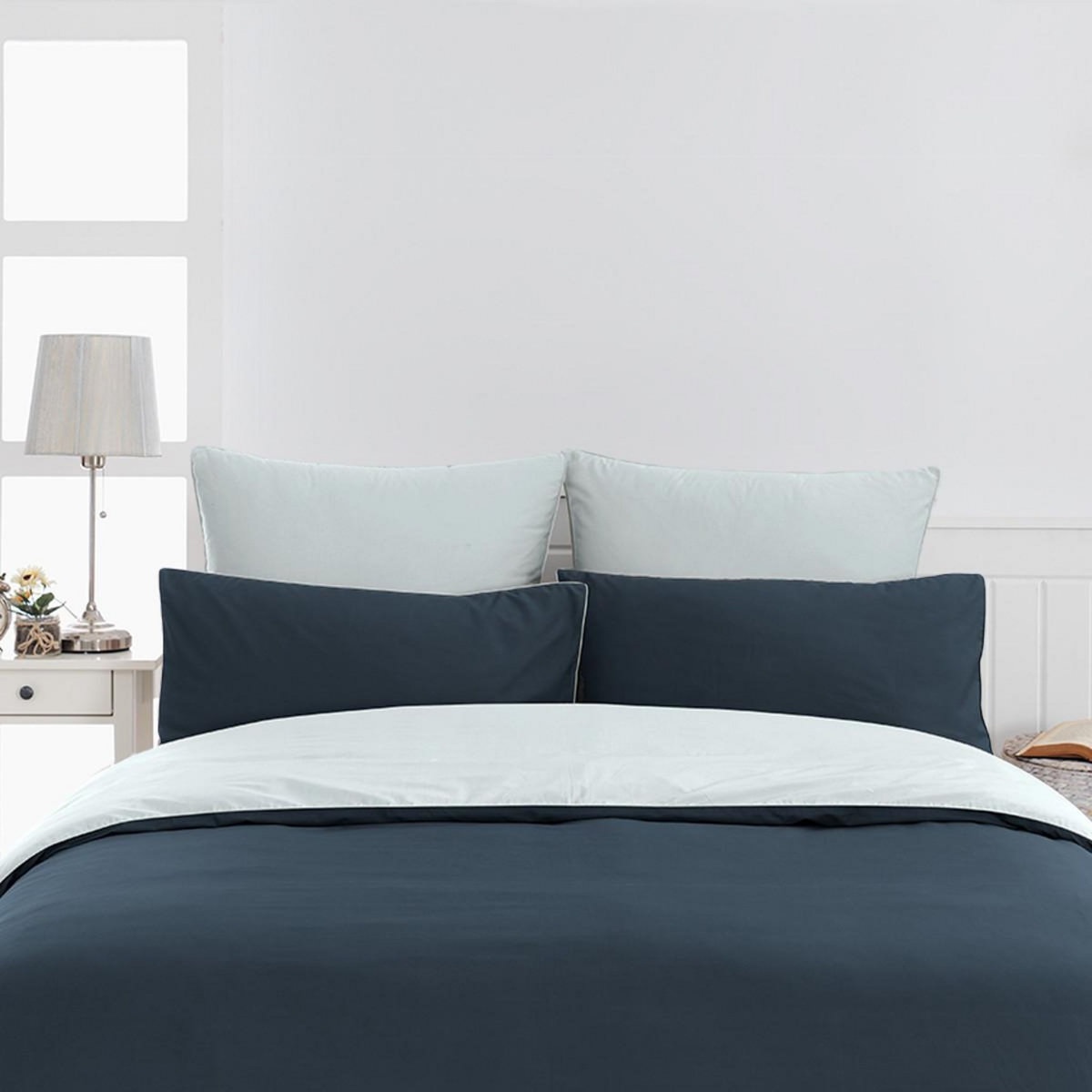 Sensei Maison Housse de couette bicolore en percale coton DOZMARY