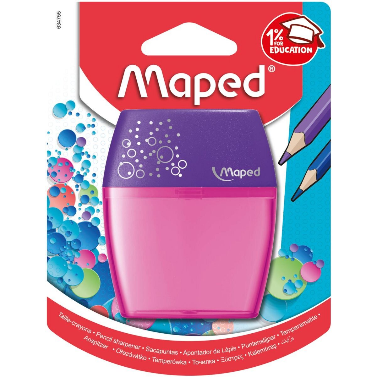 MAPED Taille-crayon 2 trous avec réservoir Shaker rose