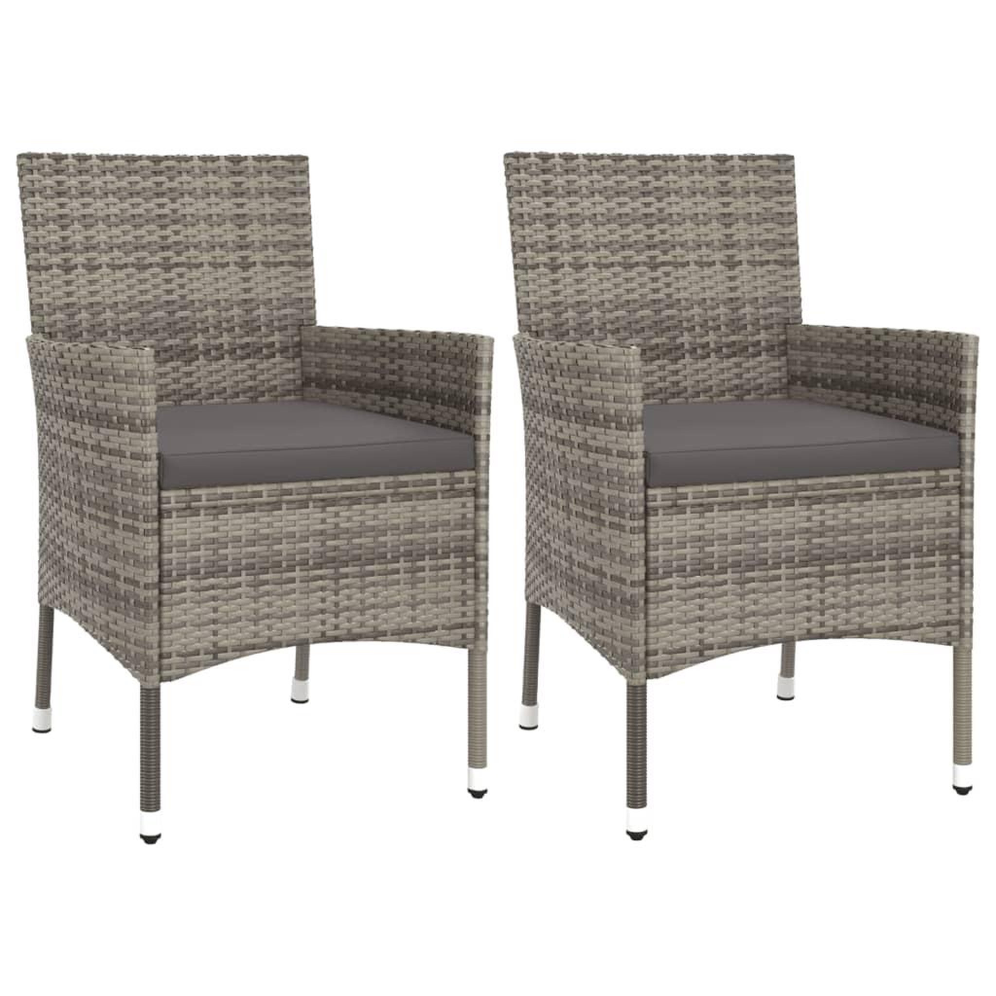 Voir la diapositive 3 : VIDAXL Ensemble de bistro de jardin 3 pcs coussins gris poly rotin