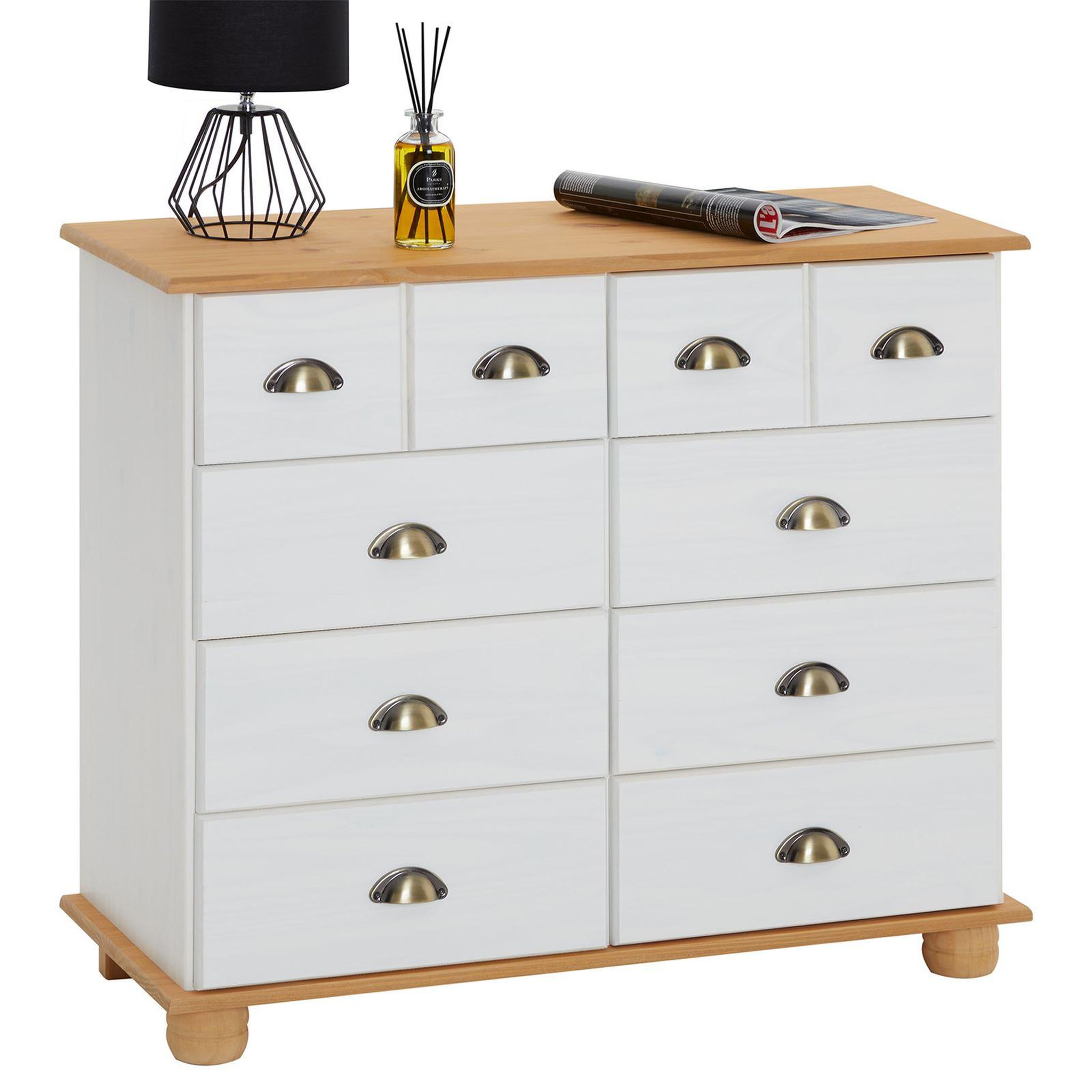 Voir la diapositive 1 : IDIMEX Commode apothicaire COLMAR en pin massif, 8 tiroirs