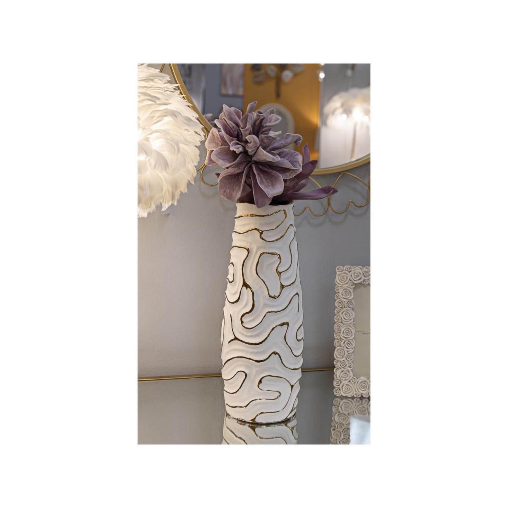 Voir la diapositive 5 : Paris Prix Vase design en céramique  lia  39cm blanc