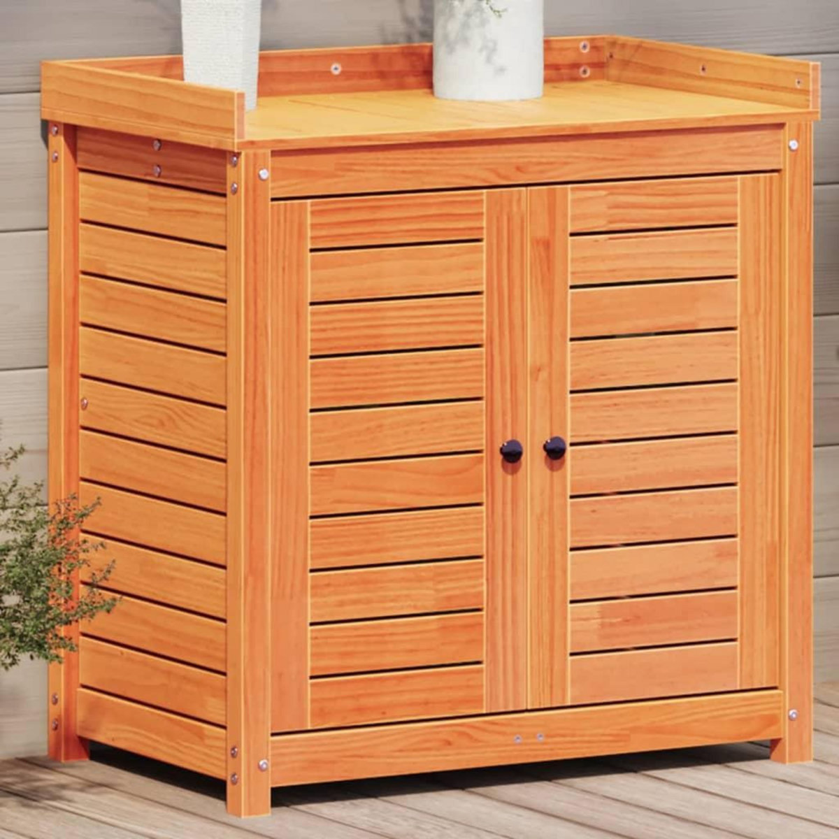 VIDAXL Table de rempotage avec etageres marron bois massif de pin