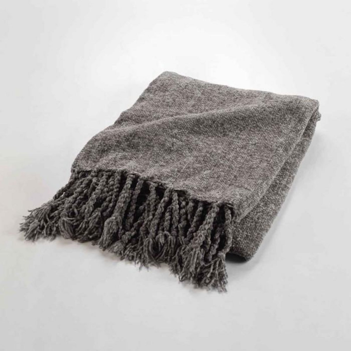 Paris Prix Plaid à Franges Uni  Mélissa  125x150cm Taupe