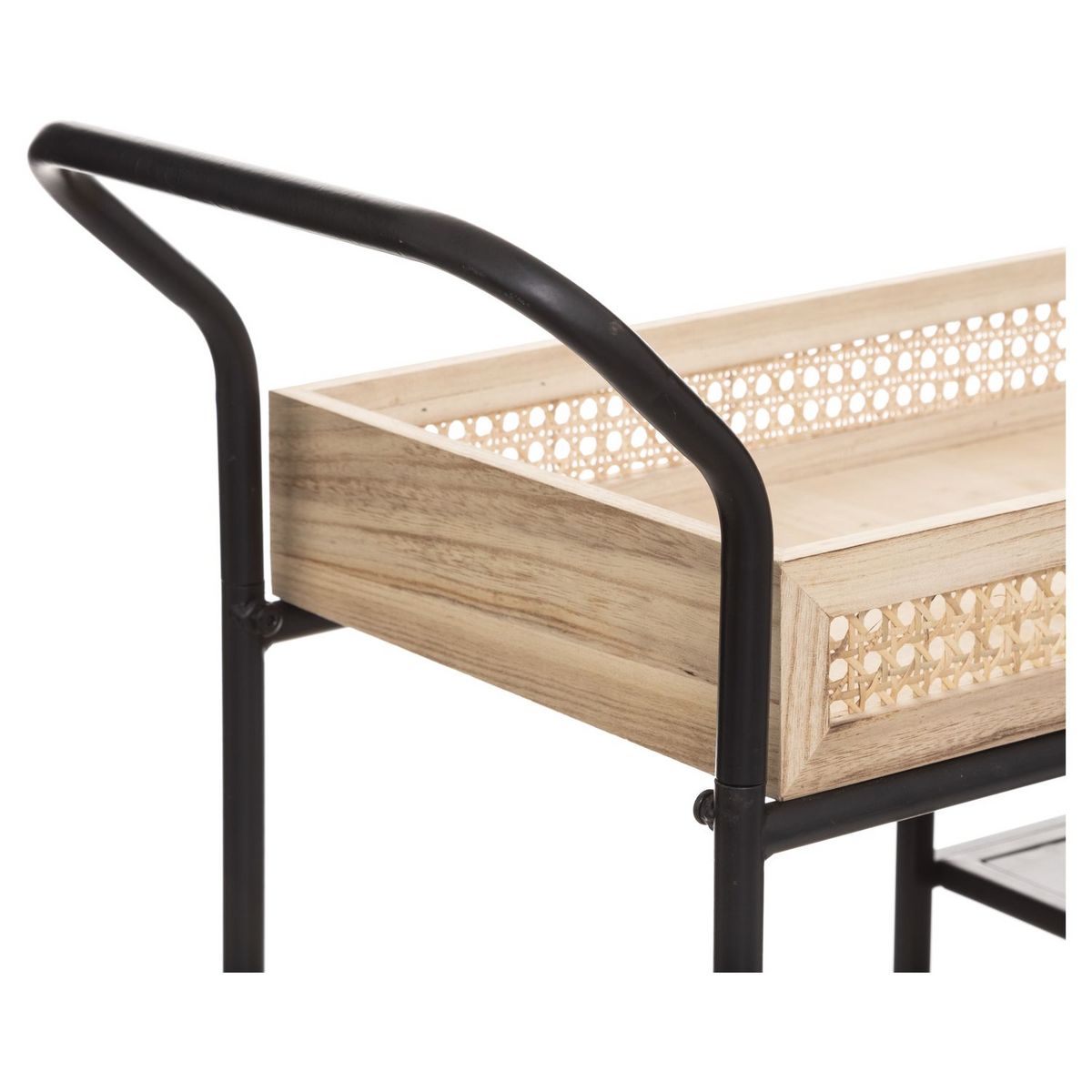 ATMOSPHERA Desserte en métal noir et cannage L77cm MELISSE