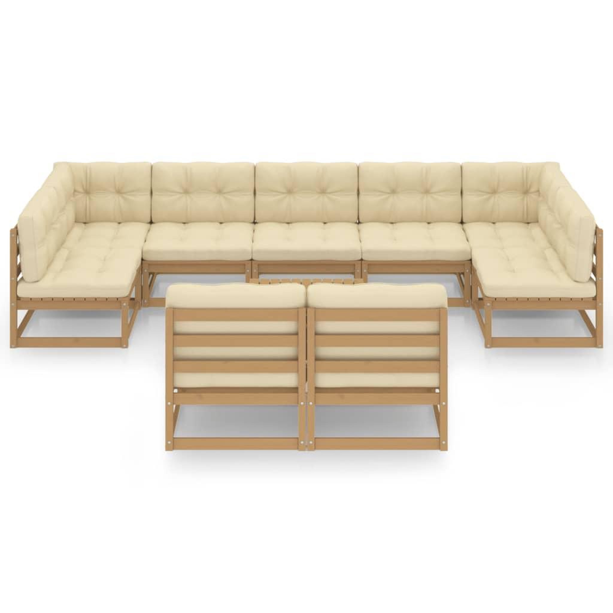 Voir la diapositive 3 : VIDAXL Salon de jardin 10 pcs avec coussins Marron miel Bois de pin