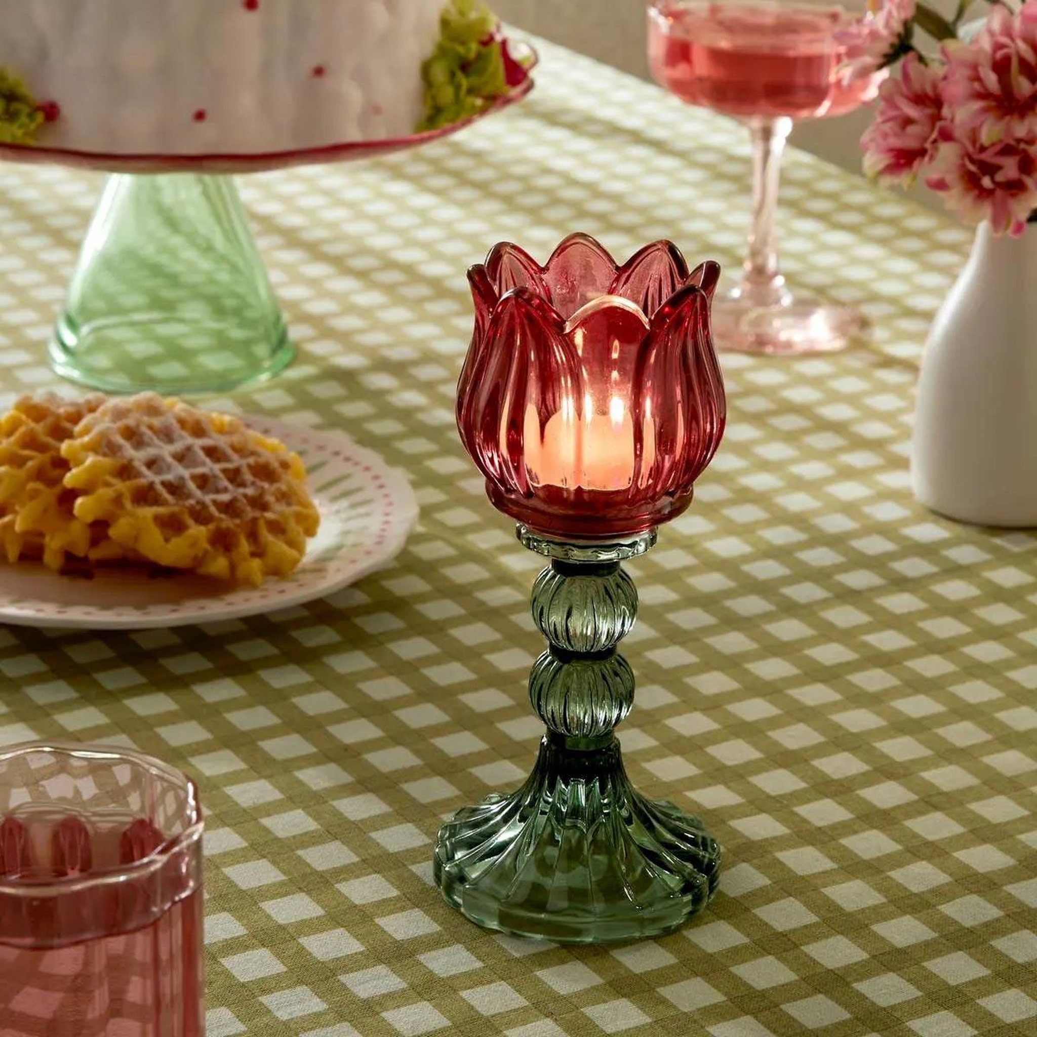 Voir la diapositive 6 : ATMOSPHERA Lot de 2 photophores design  fleur de rose  17cm multicolore
