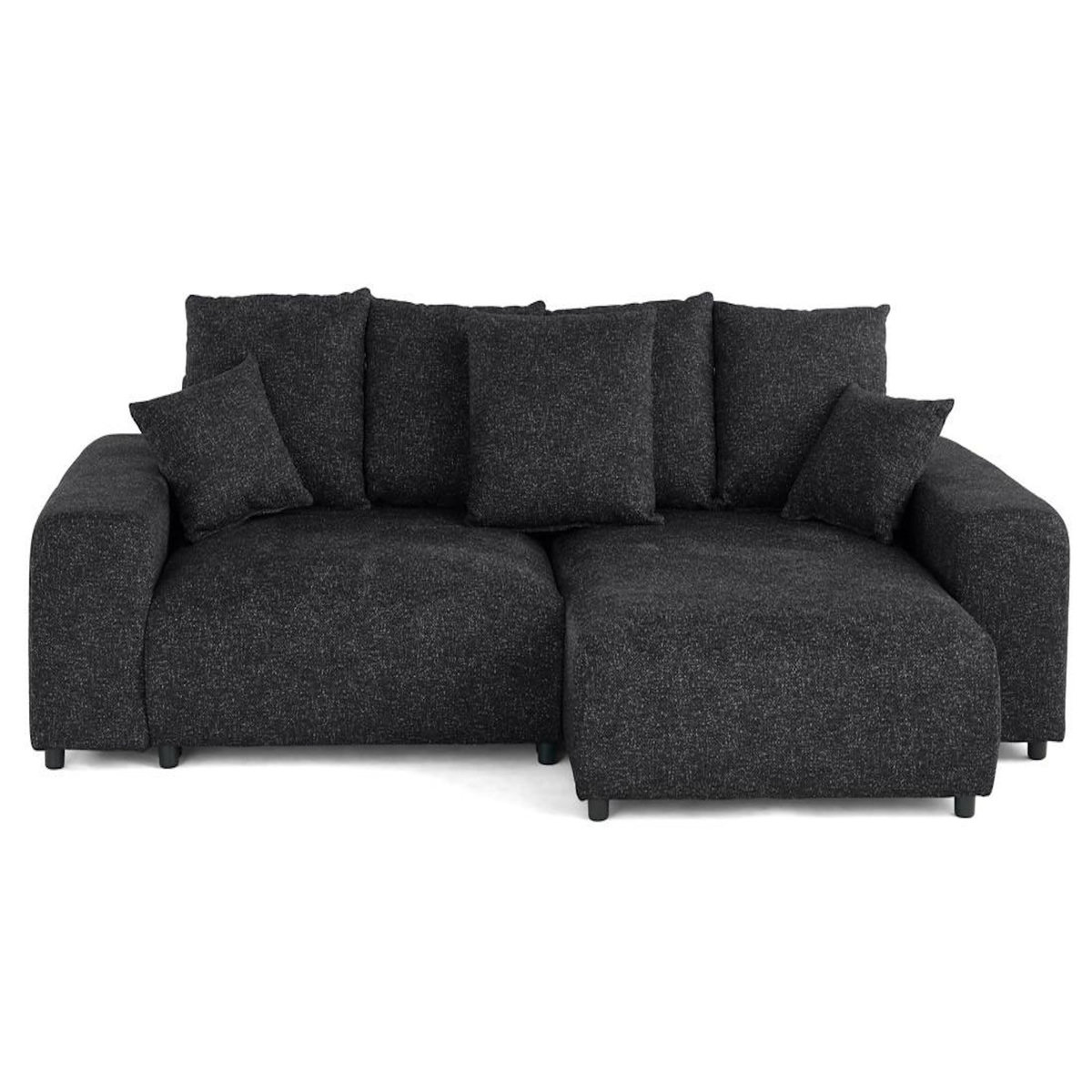LISA DESIGN Jake - canapé panoramique d'angle droit 7 places convertible avec coffre en fausse fourrure