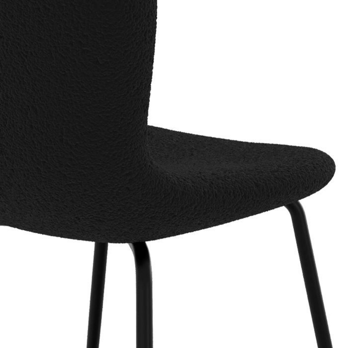 Rendez vous déco Lot de 2 chaises effet laine bouclette blanche et pieds en métal - Koko