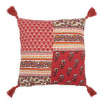 Paris Prix Coussin à Pompons Fleurs  Mexican  45x45cm Rouge
