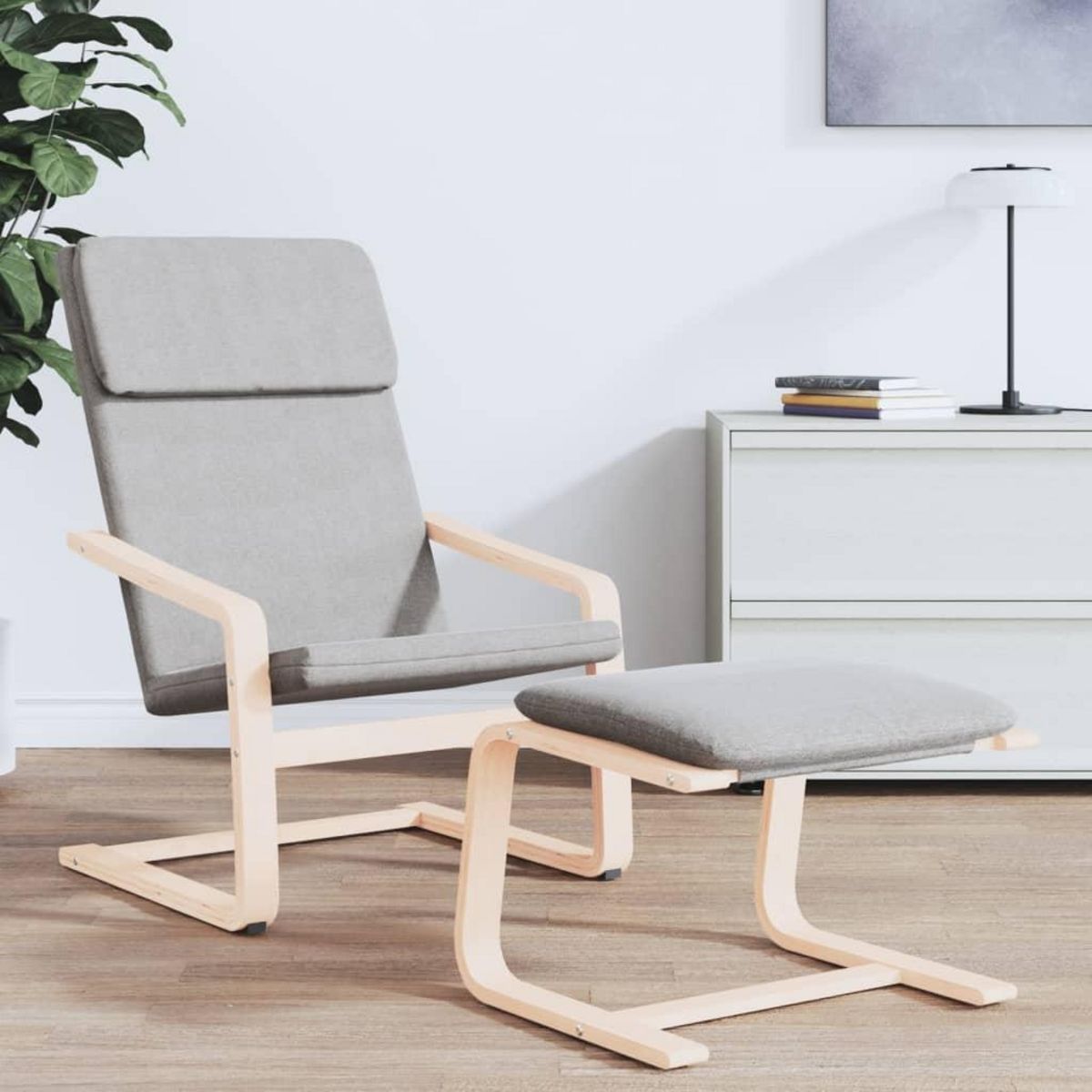 VIDAXL Repose-pied Gris clair 51x41x40 cm Tissu