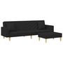 Voir la diapositive 2 : VIDAXL Canape-lit a 2 places et oreillers et repose-pied noir tissu