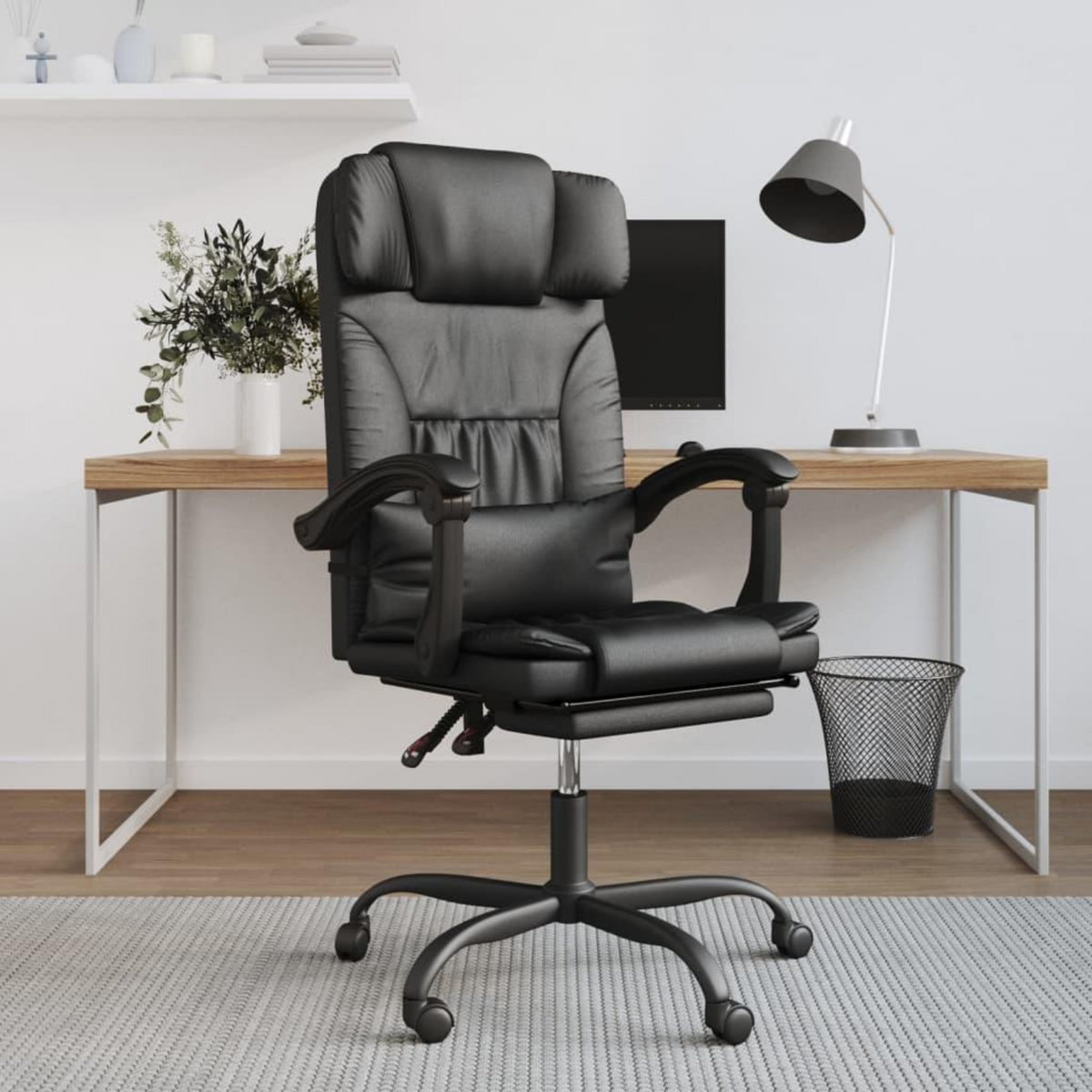 VIDAXL Fauteuil inclinable de bureau Noir Similicuir