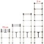 Voir la diapositive 4 : TOILINUX Echelle télescopique portative de 72 cm à 2 mètres en aluminium - Gris et noir