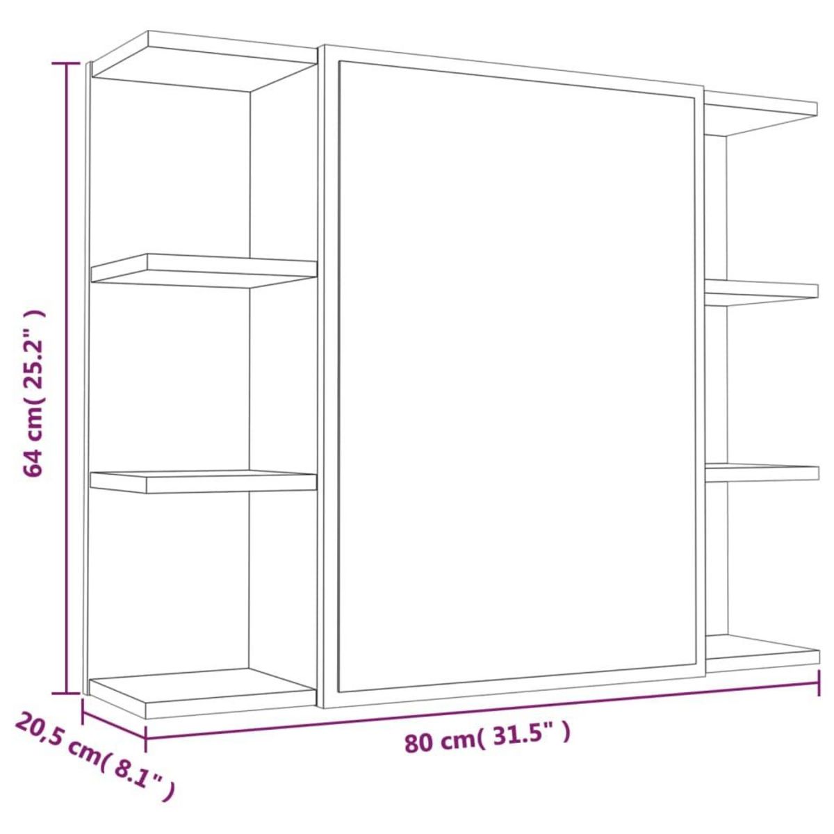 VIDAXL Armoire a miroir de salle de bain Chene fume 80x20,5x64 cm Bois