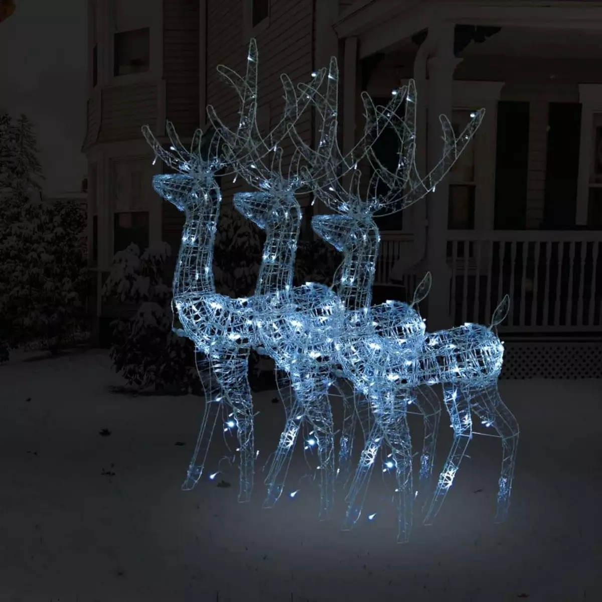 VIDAXL Decorations de Noël de renne Acrylique 3 pcs 120 cm Blanc froid