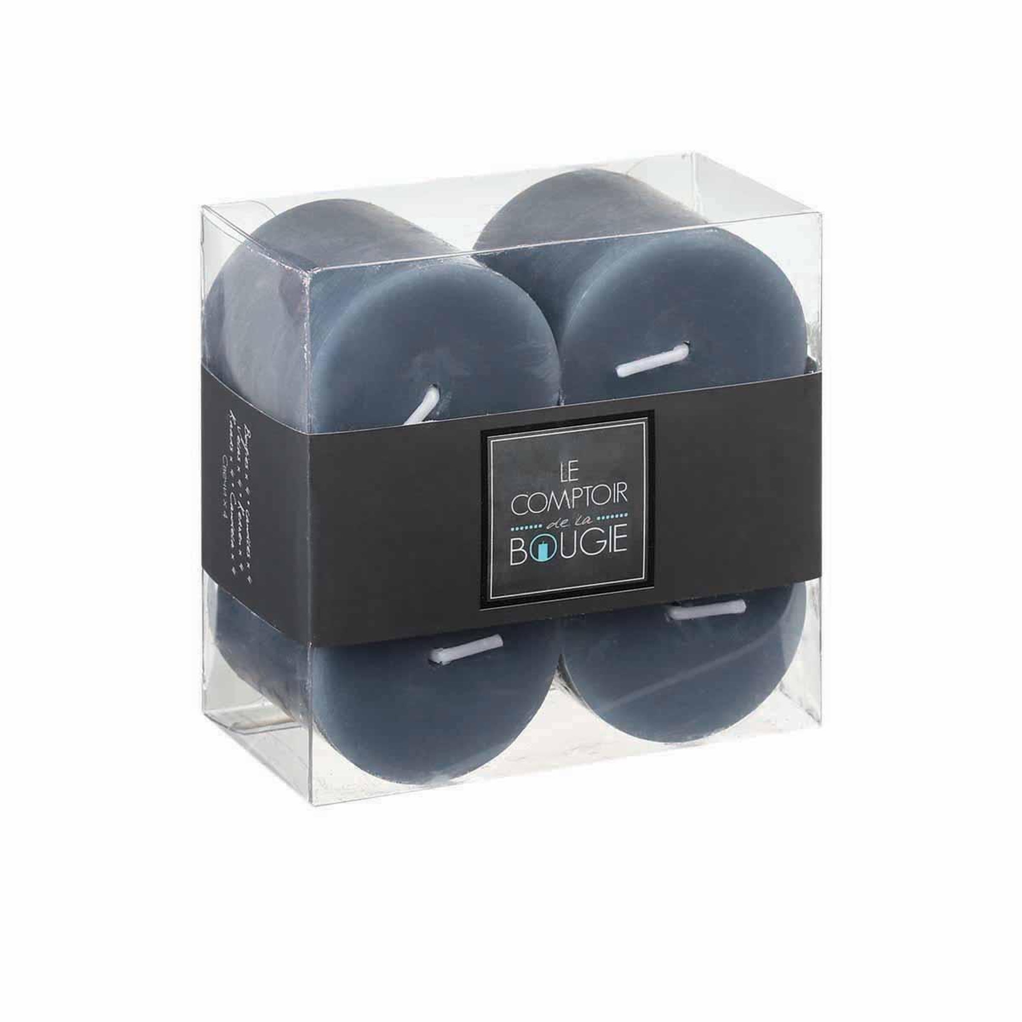 Voir la diapositive 3 : COMPTOIR DE LA BOUGIE Lot de 4 bougies votives  rustic  4,5cm gris