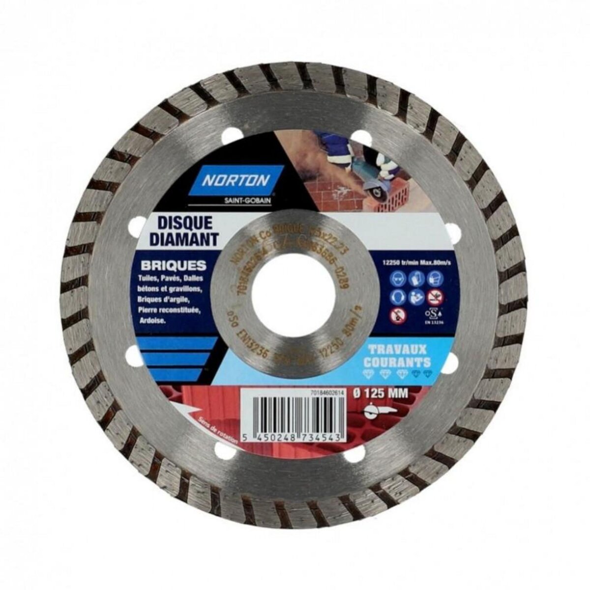 Norton Disque diamant courant segmenté pour brique NORTON, Diam.125 mm