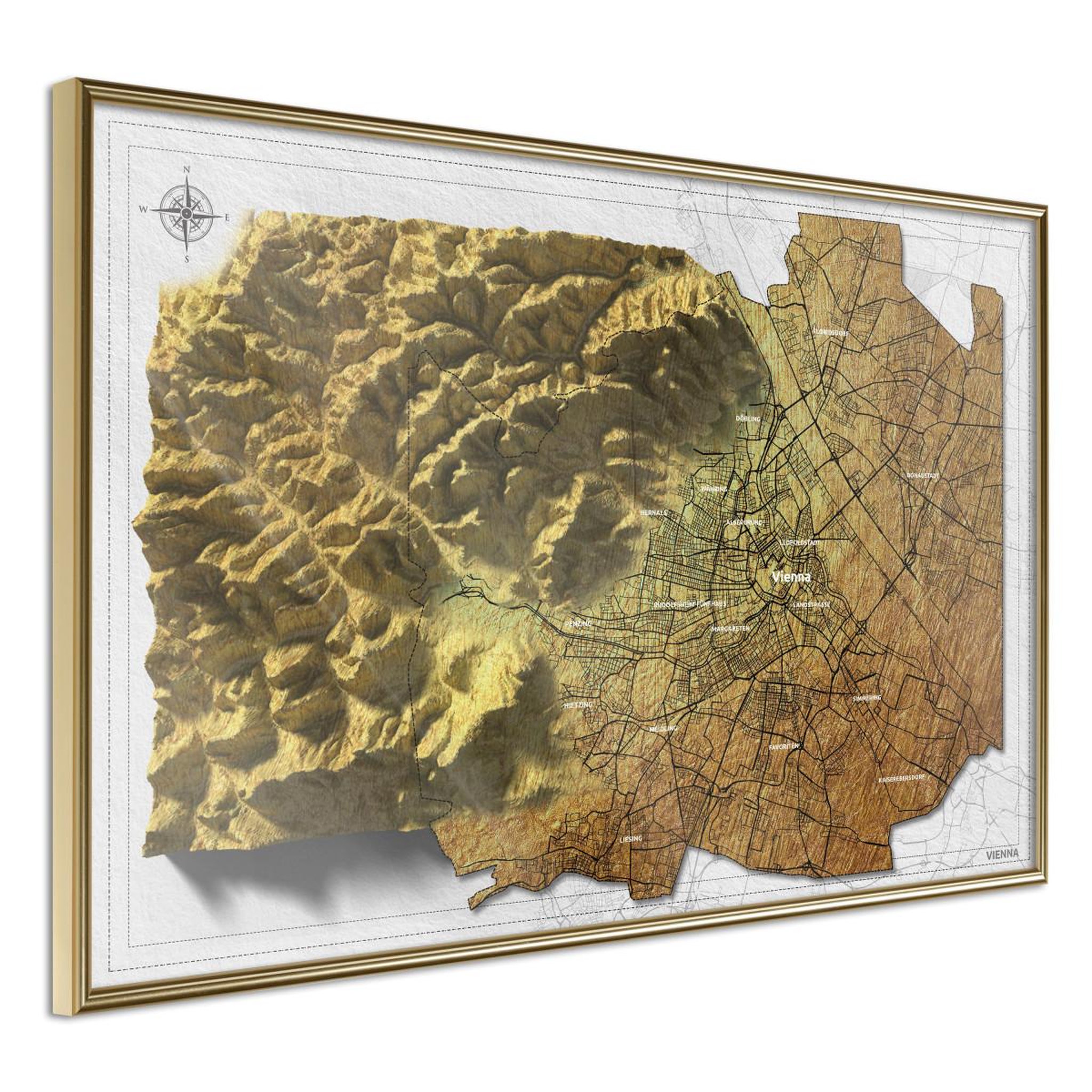 Paris Prix Affiche Murale Encadrée  Raised Relief Map Vienna