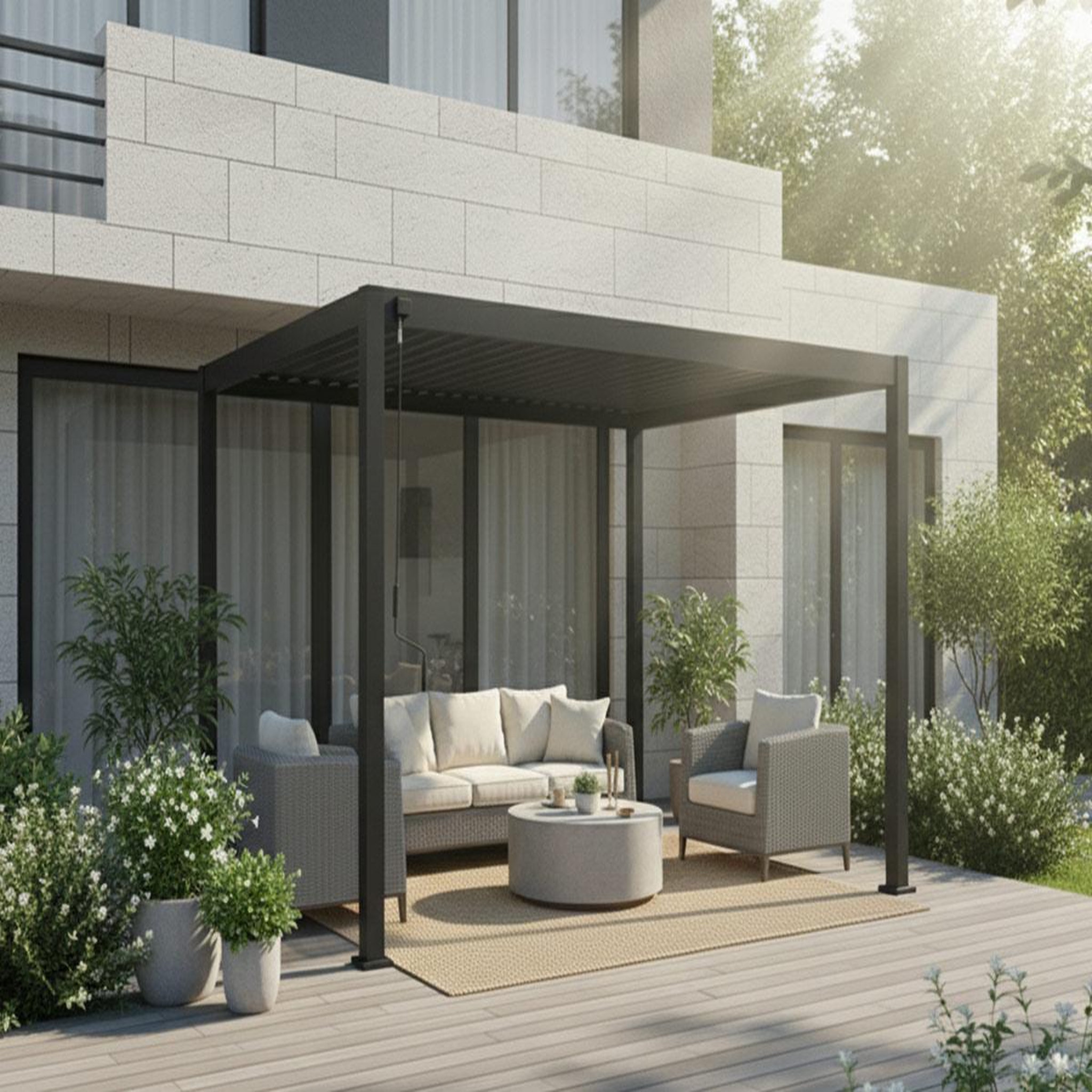 Voir la diapositive 3 : HESPERIDE Pergola bioclimatique evora graphite 4 x 3 m - hespéride