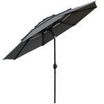 OUTSUNNY Parasol de jardin inclinable rond dia. 2,85 x 2,5 m manivelle cheminées d'aération toile haute densité 180 g/m² gris