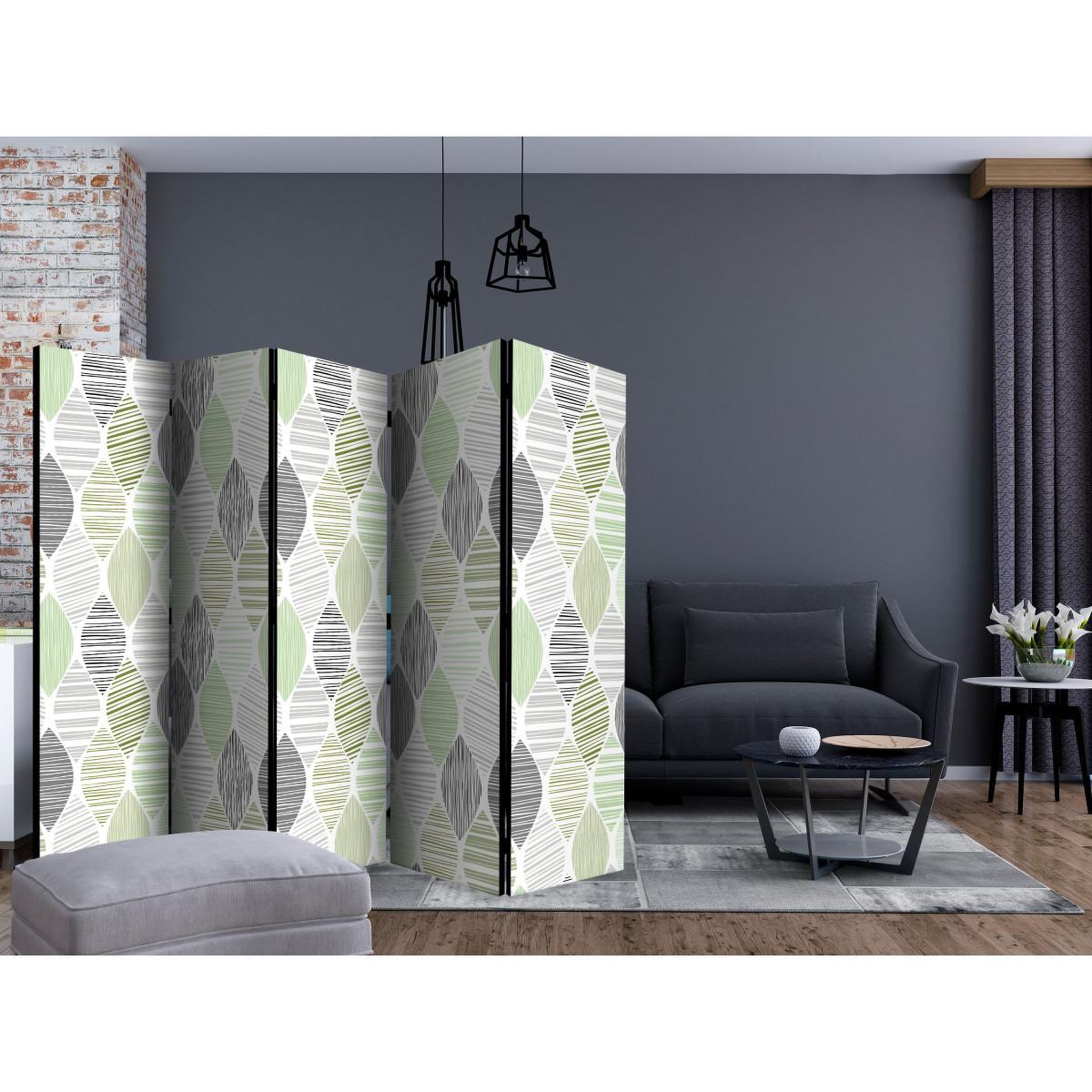Voir la diapositive 2 : Paris Prix Paravent 5 volets  green tears  172x225cm