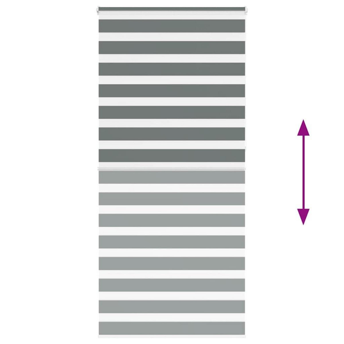 VIDAXL Store zebre gris fonce largeur du tissu 100,9 cm polyester