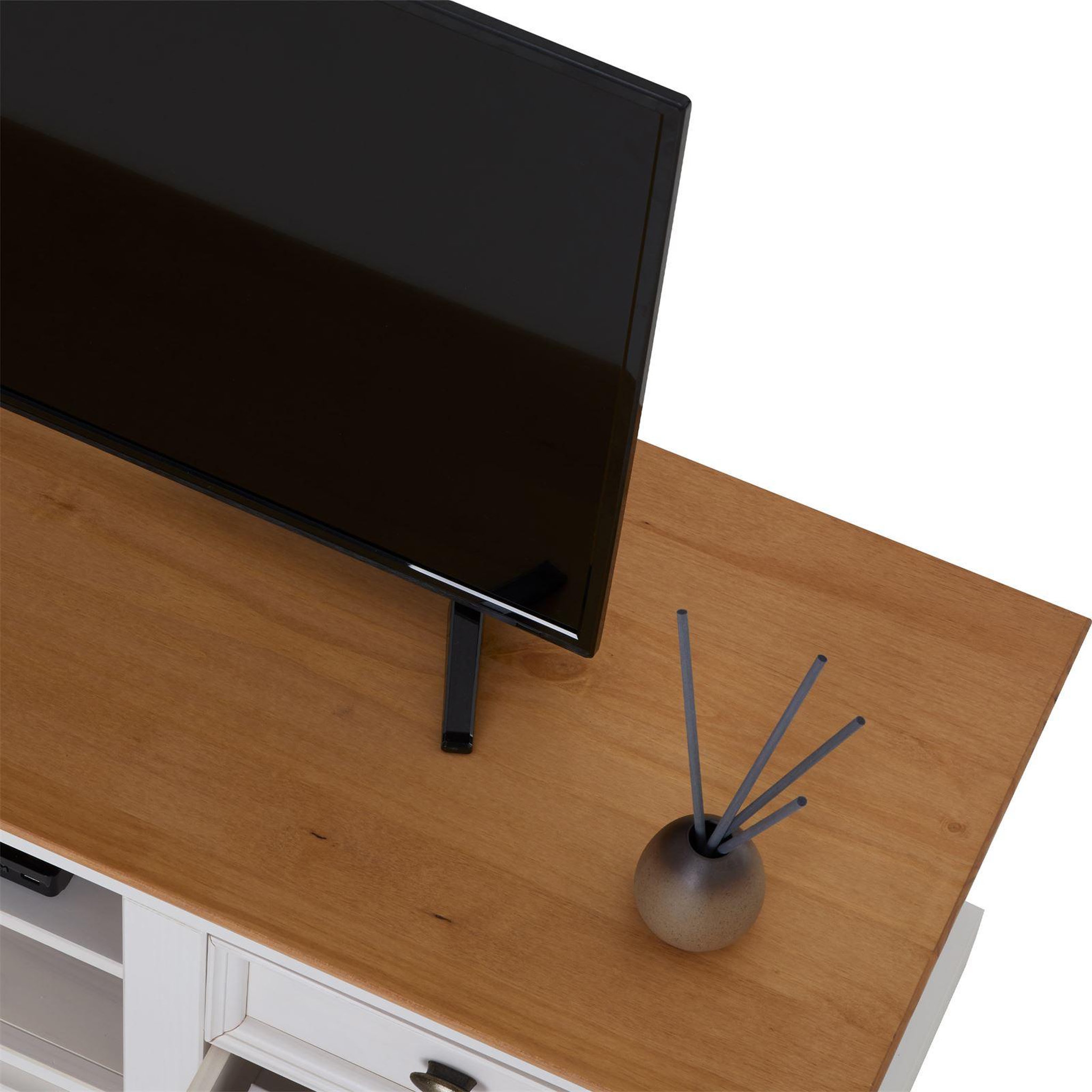 Voir la diapositive 5 : IDIMEX Meuble TV KENT en pin massif, avec 4 tiroirs