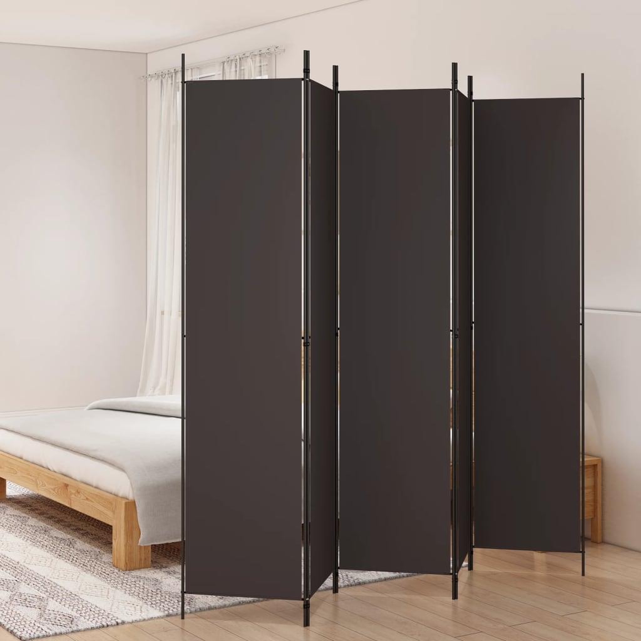 VIDAXL Cloison de separation 5 panneaux Marron 250x220 cm Tissu