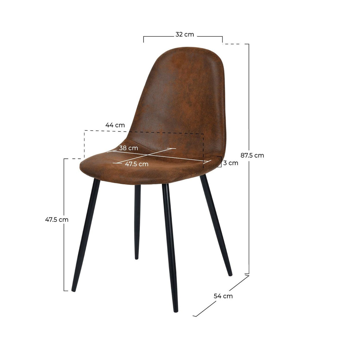 MAISON PAVANE Lot de 2 chaises en microfibre marron effet vieilli-Malrik