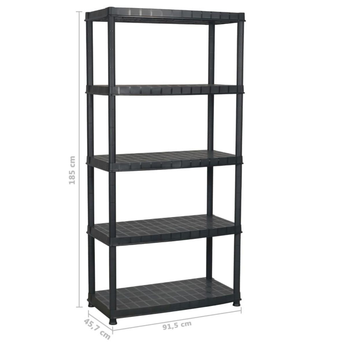 VIDAXL Etagere de rangement a 5 niveaux Noir 91,5x45,7x185cm Plastique